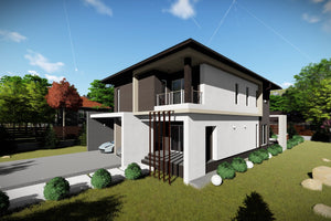 Maison Ossature Métallique Avec Grand Garage 250 m2 258-061 - image façade moderne maison 6 thumbnail