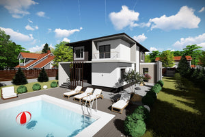 Maison Ossature Métallique Avec Grand Garage 250 m2 258-061 - image façade moderne maison 5 thumbnail