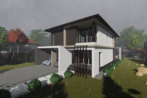 Maison Ossature Métallique Avec Grand Garage 250 m2 258-061 - image façade moderne maison 8 thumbnail