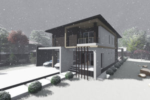 Maison Ossature Métallique Avec Grand Garage 250 m2 258-061 - image façade moderne maison 9 thumbnail
