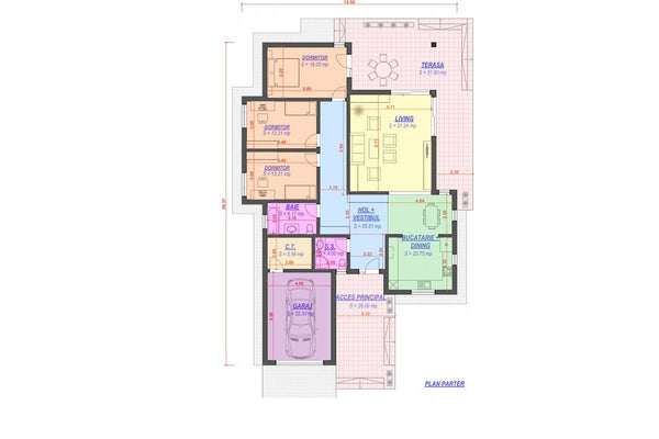 Maison Ossature Métallique Avec Garage Sur 1 Seul Niveau 047 - plan du maison