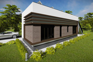 Maison à Ossature Métallique 300 m2 Toit Plat Plain Pied 027 - photo facade moderne maison 3 thumbnail