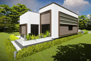 Maison à Ossature Métallique 300 m2 Toit Plat Plain Pied 027 - photo facade moderne maison 4 thumbnail