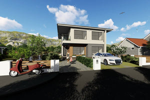 Maison à Ossature Métallique 300m2 à Étage 051 - photo façade moderne maison 2 thumbnail