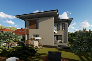 Maison à Ossature Métallique 300m2 à Étage 051 - photo façade moderne maison 5 thumbnail