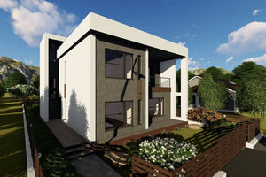 Maison en Ossature Métallique Avec Toit Plat Et Terrasse 055 - photo facade moderne maison 3 thumbnail