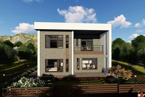 Maison en Ossature Métallique Avec Toit Plat Et Terrasse 055 - photo facade moderne maison 5 thumbnail