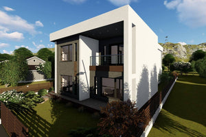 Maison en Ossature Métallique Avec Toit Plat Et Terrasse 055 - photo facade moderne maison 2 thumbnail