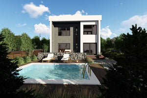 Maison en Ossature Métallique Avec Toit Plat Et Terrasse 055 - photo facade moderne maison 6 thumbnail