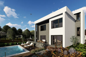 Maison en Ossature Métallique Avec Toit Plat Et Terrasse 055 - photo facade moderne maison 7 thumbnail