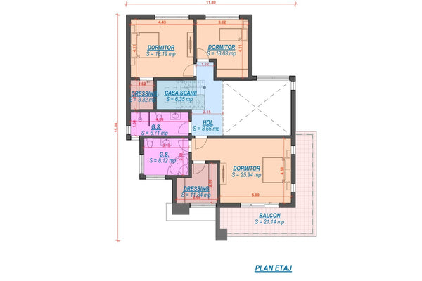 Maison à Ossature Métallique Avec Grand Garage Toit Plat 062 - plan de maison 2