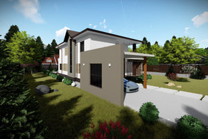 Maison à Ossature Métallique à Étage Avec Garage 340-060 - photo maison extérieur 3 thumbnail