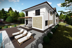 Maison à Ossature Métallique à Étage Avec Garage 340-060 - photo maison extérieur 4 thumbnail