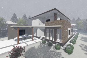 Maison à Ossature Métallique à Étage Avec Garage 340-060 - photo maison extérieur 7 thumbnail