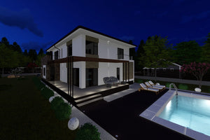 Maison à Ossature Métallique à Étage Avec Garage 340-060 - photo maison extérieur 8 thumbnail
