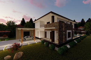 Maison à Ossature Métallique à Étage Avec Garage 340-060 - photo maison extérieur 5 thumbnail