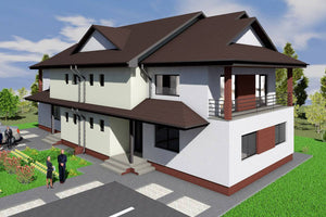 Grande Maison Duplex Ossature Métallique 2 Niveaux 476-011 - photo facade moderne maison 2 thumbnail