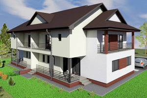 Grande Maison Duplex Ossature Métallique 2 Niveaux 476-011 - photo facade moderne maison 8 thumbnail
