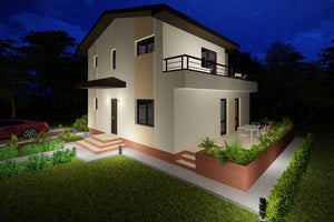 Maison Ossature Métallique à 2 Niveaux Modern 4 Chambres 030 - image facade maison 5 thumbnail