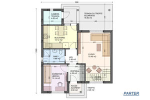Maison Ossature Métallique Avec Étage Terrasse et Balcon 106 - Image Plan du rez-de-chaussée thumbnail