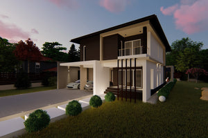 Maison Ossature Métallique Avec Grand Garage 250 m2 258-061 - image façade moderne maison 2 thumbnail