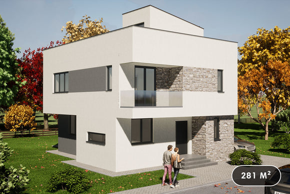 Maison Ossature Metallique Avec Terrasse Sur Le Toit 105 - Image de la façade de la maison 1