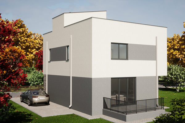 Maison Ossature Metallique Avec Terrasse Sur Le Toit 105 - Image de la façade de la maison 2