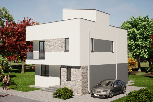Maison Ossature Metallique Avec Terrasse Sur Le Toit 105 - Image de la façade de la maison 4