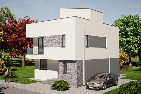 Maison Ossature Metallique Avec Terrasse Sur Le Toit 105 - Image de la façade de la maison 8