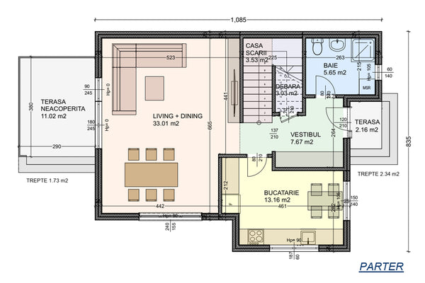 Maison Ossature Metallique Avec Terrasse Sur Le Toit 105 - Plan de maison au rez-de-chaussée