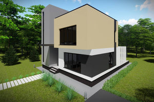 Maison Ossature Métallique Avec Toit Plat à Deux Niveaux 025 - image façade maison moderne 3 thumbnail