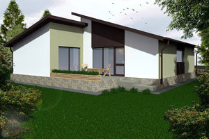 Maison Ossature Métallique De Plain Pied 3 Chambres 131-020 - image façade maison pierre 2 thumbnail