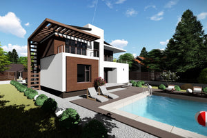 Maison Ossature Métallique à Étage Toit Terrasse 248-057 - photo façade maison 2 thumbnail