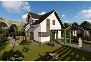 Maison Ossature Métallique Modern 190m2 Avec Balcon 186-058 - photo facade moderne maison 3 thumbnail