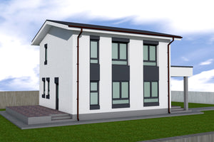 Maison Ossature Métallique Moderne Avec 2 Niveaux 161-097 - image facade moderne maison 5 thumbnail