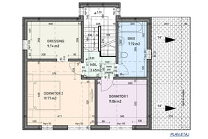 Maison Ossature Métallique Moderne Avec 2 Niveaux 161-097 - Image Plan de l'étage de la maison thumbnail