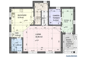 Maison Ossature Métallique Moderne Avec 2 Niveaux 161-097 - Image Plan du rez-de-chaussée thumbnail