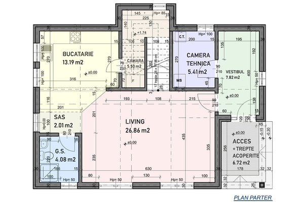 Maison Ossature Métallique Moderne Avec 2 Niveaux 161-097 - Image Plan du rez-de-chaussée