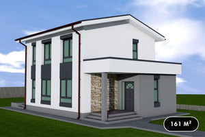 Maison Ossature Métallique Moderne Avec 2 Niveaux 161-097 - image facade moderne maison thumbnail