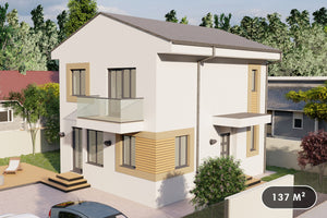Maison Ossature Métallique Moderne Avec Balcon 137-107 -  image facade moderne maison 01 thumbnail
