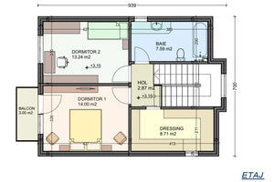 Maison Ossature Métallique Moderne Avec Balcon 137-107 -  plan du maison image 2 thumbnail
