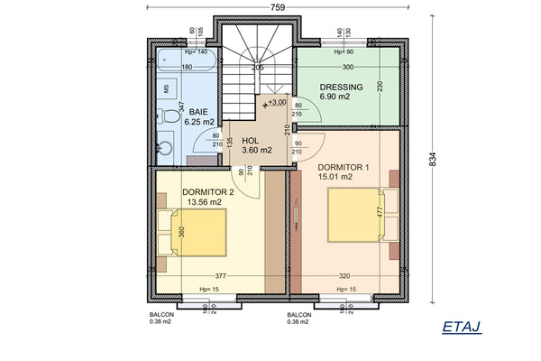 Maison Ossature Métallique Moderne Sur 2 Niveaux 125-102 - plan de l'étage