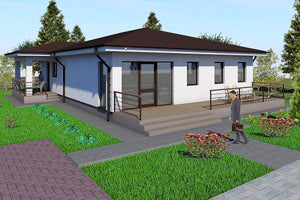 Maison Ossature Métallique Plain Pied Avec Terrasse 174-012 - photo facade maison 2 thumbnail