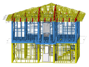 Revêtement extérieur en fibrociment pour les façades et le toit d'une maison métallique de 162 mètres carrés thumbnail