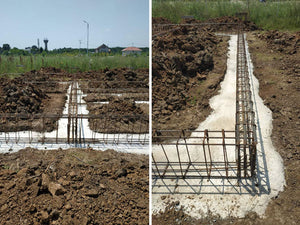 Montage de poutres de fondation pour la construction d'une maison en métal de 106 mètres carrés thumbnail