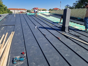 Installation de panneaux de fibrociment pour les murs et construction de la toiture d'une maison dans la commune de Snagov thumbnail
