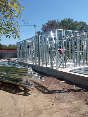 Montage de la structure métallique pour une maison de plain-pied de 84 mètres carrés à Sinesti thumbnail