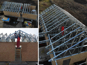 Montage de la structure métallique de la maison et revêtement extérieur en OSB de 15 mm thumbnail