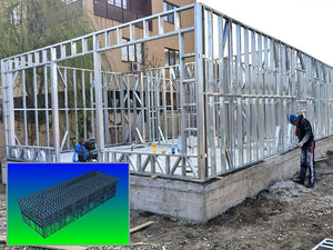 Montage de la structure métallique pour le rez-de-chaussée d'un projet de halle de 480 mètres carrés thumbnail