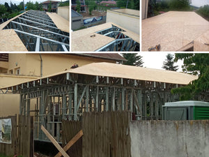 Revêtement des fermes du toit avec OSB de 20 mm pour une maison métallique de plain-pied à Ilfov thumbnail